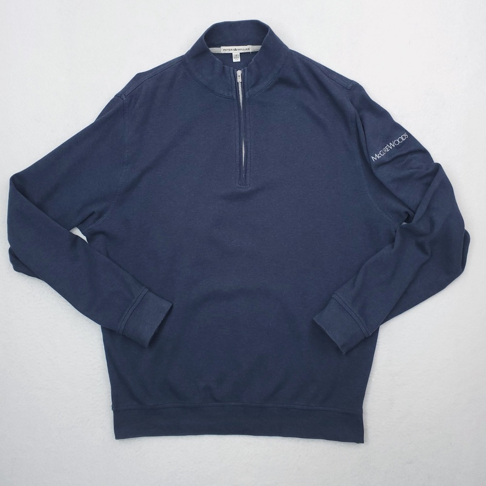 Peter Millar Sweater Mens Small Blue Quarter Zip Pullover McGuire Woods Golf